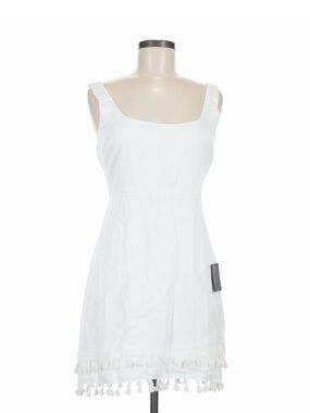 White Tassel Hem Sleeveless Sundress